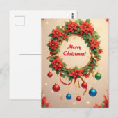 Festlicher Weihnachtskranz 🎄✨Elegant Postkarte (Vorne/Hinten)
