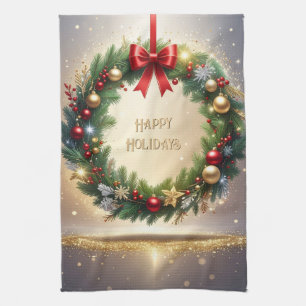 Festlicher Weihnachtskranz Feiertags-Küchenhandtuc Geschirrtuch