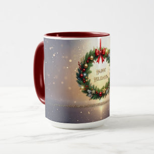 Festlicher Weihnachtskranz Feiertags-Tasse Tasse