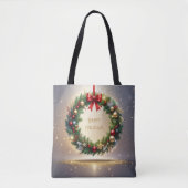 Festlicher Weihnachtskranz Feiertags-Tragetasche Tasche (Vorderseite)