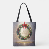 Festlicher Weihnachtskranz Feiertags-Tragetasche Tasche (Rückseite)