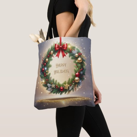 Festlicher Weihnachtskranz Feiertags-Tragetasche Tasche (Von Nahem)