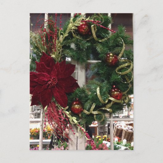 Festlicher WeihnachtsKranz Feiertagspostkarte (Vorderseite)