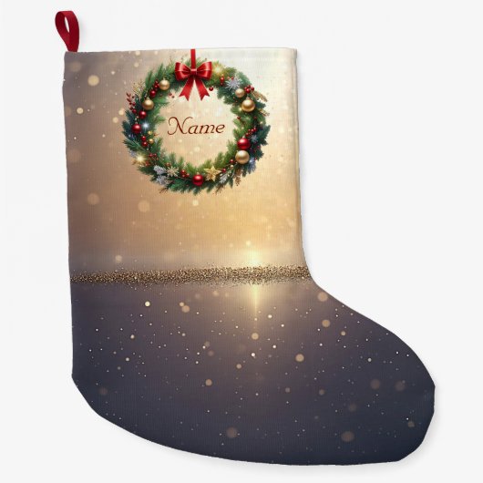 Festlicher Weihnachtskranz Feiertagsstrumpf Großer Weihnachtsstrumpf (Vorderseite)