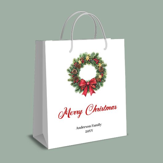 Festlicher Weihnachtskranz-Geschenkbeutel mit pers Mittlere Geschenktüte