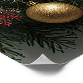 Festlicher Weihnachtskranz mit goldener Verzierung Poster (Ecke)