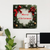 Festlicher Weihnachtskranz mit goldener Verzierung Poster (Heimbüro)