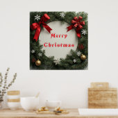Festlicher Weihnachtskranz mit goldener Verzierung Poster (Küche)
