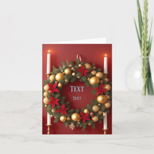 Festlicher Weihnachtskranz mit Kerzendekorationen Feiertagskarte