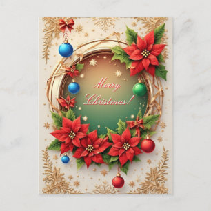 Festlicher Weihnachtskranz Postkarte