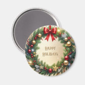 Festlicher Weihnachtskranz Weihnachten Feiertagsma Magnet (Vorderseite/Rückseite)