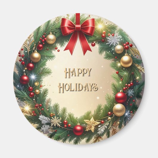 Festlicher Weihnachtskranz Weihnachten Feiertagsma Magnet (Vorne)