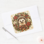 Festlicher Weihnachtskranz Weihnachtsigel Quadratischer Aufkleber (Umschlag)