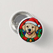 Festlicher Weihnachtsmann-Hund-Cartoon Button (Vorne & Hinten)