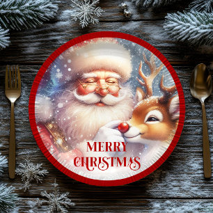 Festlicher Weihnachtsmann Lustiges Weihnachten Kin Pappteller