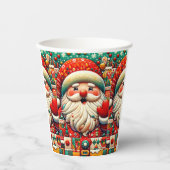 Festlicher Weihnachtsmann mit hellen Farben und Sp Pappbecher (Vorderseite)