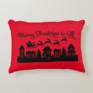 Festlicher Weihnachtsmann und Rentier-Kissen Dekokissen