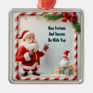 Festlicher Weihnachtsmann und Schneemann Ornament Aus Metall