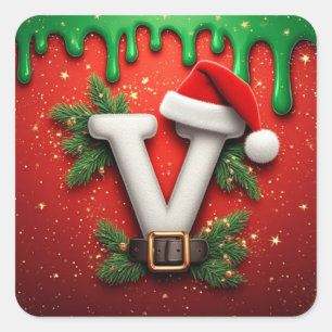 Festlicher Weihnachtsmannhut V für Winterdekoratio Quadratischer Aufkleber