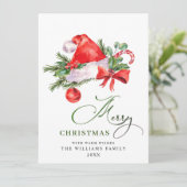 Festlicher Weihnachtsmannhut Weihnachtsgruß Feiertagskarte (Stehend Vorderseite)