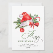 Festlicher Weihnachtsmannhut Weihnachtsgruß Feiertagskarte (Vorderseite)