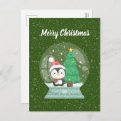 Festlicher Weihnachtspenguin Snowglobe Urlaub Feiertagspostkarte (Vorne/Hinten)