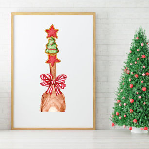Festlicher Weihnachtsplätzchenbaum mit roter Schle Poster