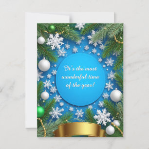 Festlicher Weihnachtsrahmen mit Kiefernzweigen Postkarte