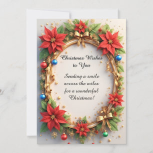 Festlicher Weihnachtsrahmen mit Poinsettien-Blumen Feiertagskarte