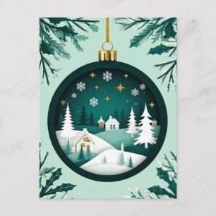 Festlicher Weihnachtsschmuck mit Winterlandschaft Feiertagspostkarte