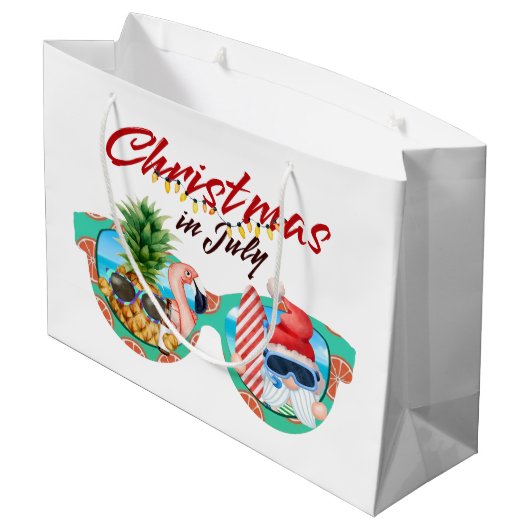 Festlicher Weihnachtsstrand im Juli Große Geschenktüte (Rückseite Schrägansicht)