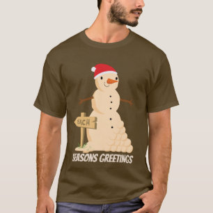 Festlicher Weihnachtsstrand-Sand-Schneemann T-Shirt