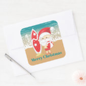 Festlicher Weihnachtsstrand Weihnachtsfeiertag Quadratischer Aufkleber (Umschlag)