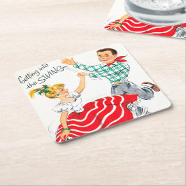 Festlicher Weihnachtstanzpaar-Party-Untersetzer Rechteckiger Pappuntersetzer