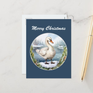 Festlicher Weihnachtsurlaub Aquarellschwan Feiertagspostkarte