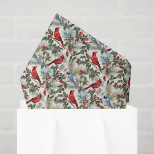 Festlicher Weihnachtswasserfarben-Kardinal Seidenpapier