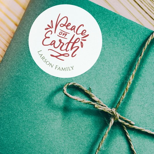 Festlicher Weltfrieden Weihnachtsaufkleber Runder Aufkleber