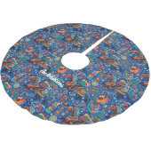 Festlicher Western Cowgirl Blue Christmas Polyester Weihnachtsbaumdecke (Schrägansicht)