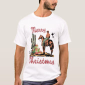 Festlicher Western Weihnachtsfeiertag Cowboy T-Shirt (Vorderseite)