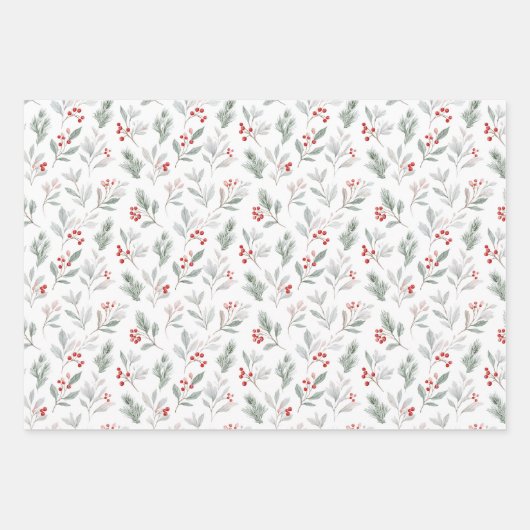 Festlicher Winter Botanik-Wrap Geschenkpapier Set (Vorderseite 2)