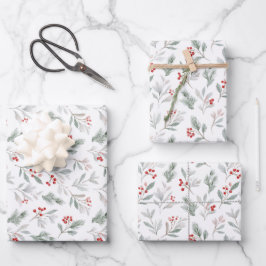 Festlicher Winter Botanik-Wrap Geschenkpapier Set