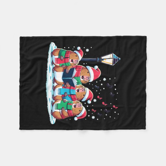 Festlicher Winter Capybara Weihnachten Fleecedecke (Vorderseite (Horizontal))