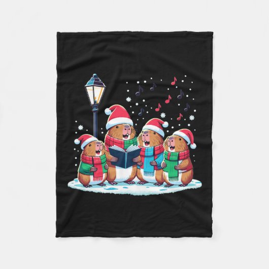 Festlicher Winter Capybara Weihnachten Fleecedecke (Vorderseite)