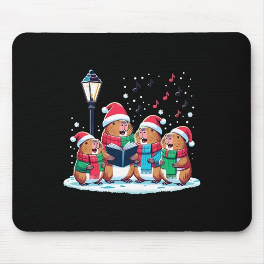 Festlicher Winter Capybara Weihnachten Mousepad (Vorne)