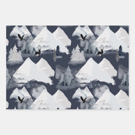 Festlicher Winter Geschenkpapier Set (Vorderseite)