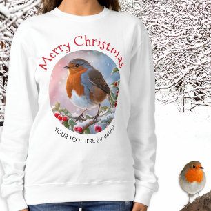 Festlicher Winter Rotkehlchen Frohe Weihnachten Sweatshirt