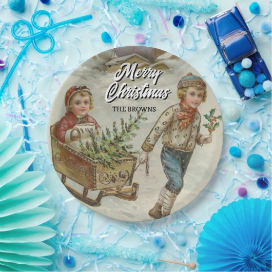 Festlicher Winter Schlittelweg Pappteller (Party)