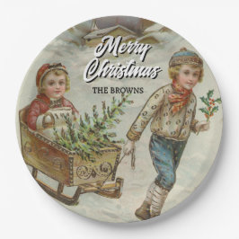 Festlicher Winter Schlittelweg Pappteller