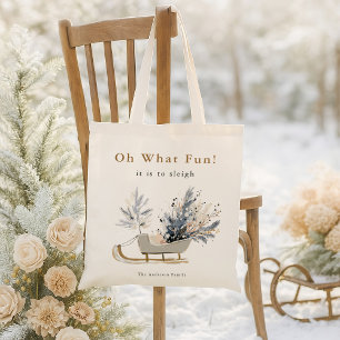 Festlicher Winter Schlitten Botanischer Weihnachts Tragetasche