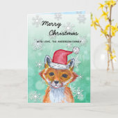 Festlicher Winterfox Frohe Weihnachten Karte (Gelbe Blume)